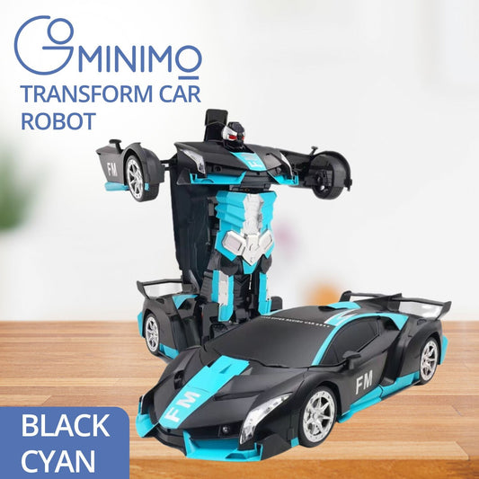 Transformer Car Robot Sport Car with Remote Control (Black Cyan) - Little Kids Business