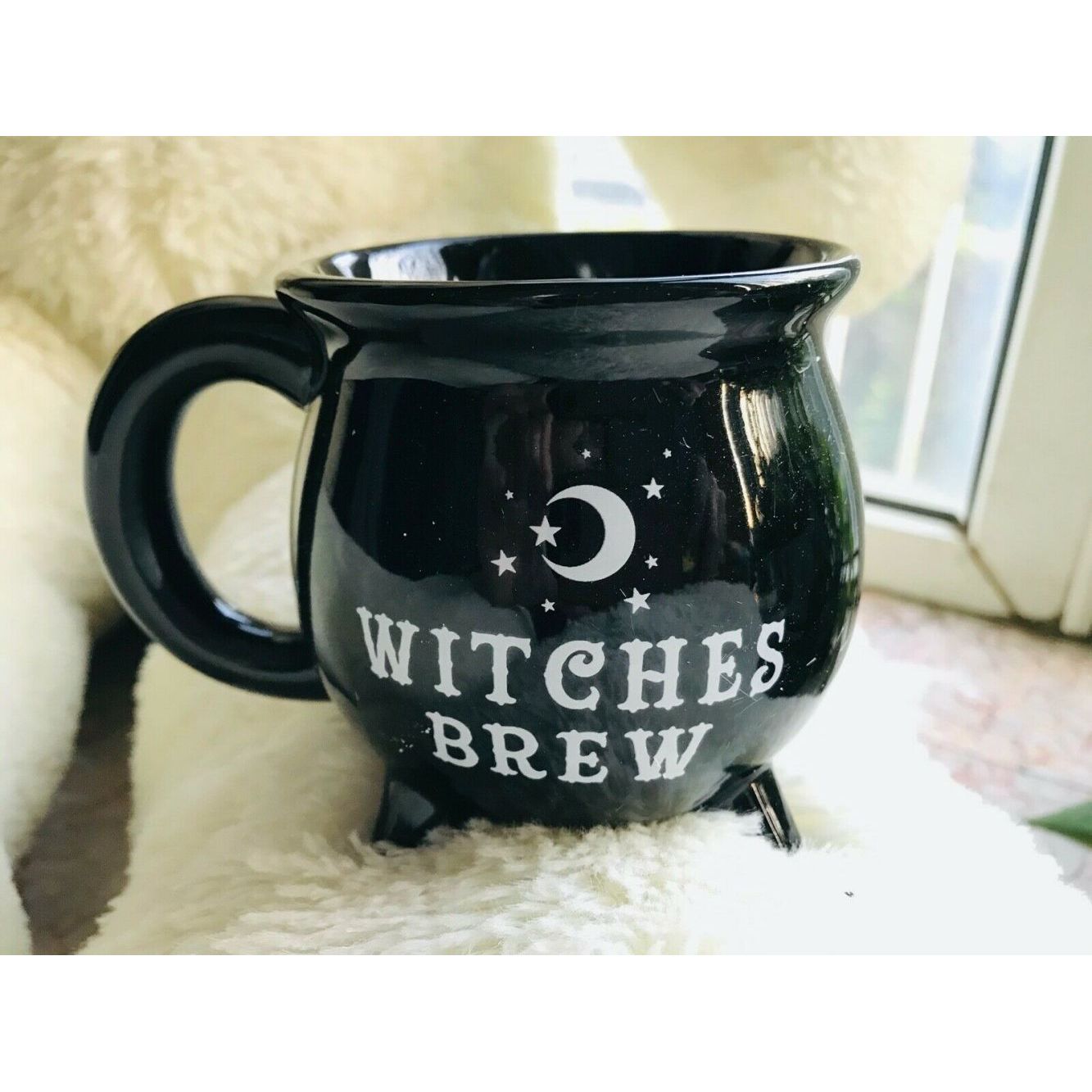 Witches Brew Black Cauldron Coffee Mug Cup With Moon & Stars - Little Kids Business