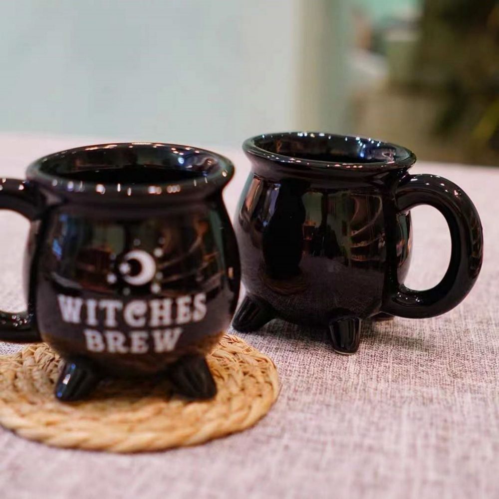Witches Brew Black Cauldron Coffee Mug Cup With Moon & Stars - Little Kids Business