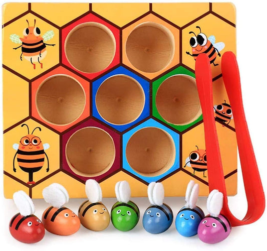 Wooden Bee Montessori Wooden Toy Educational Preschool Puzzle for Kids - Little Kids Business