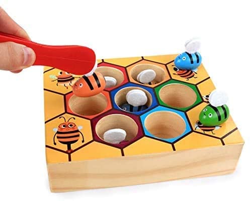Wooden Bee Montessori Wooden Toy Educational Preschool Puzzle for Kids - Little Kids Business