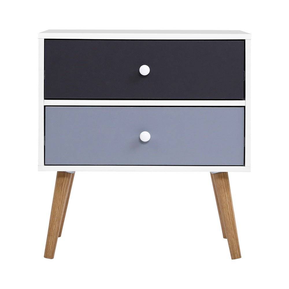 Artiss Bedside Tables with drawers black and grey