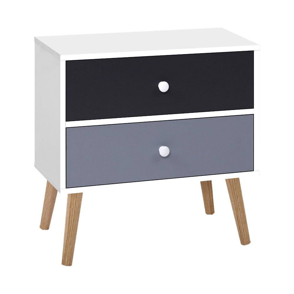 Artiss Bedside Tables with drawers black and grey