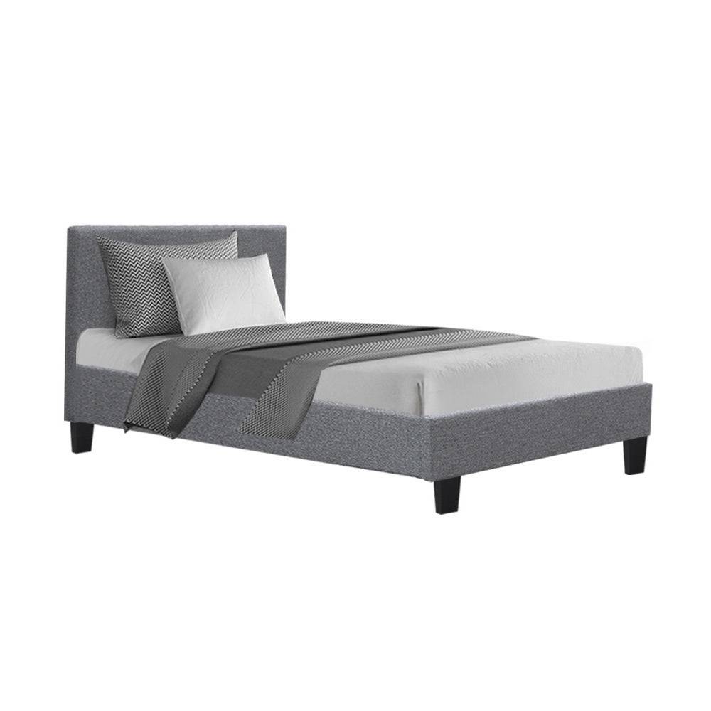 Artiss Neo Kids Bed Frame Fabric - Grey King Single
