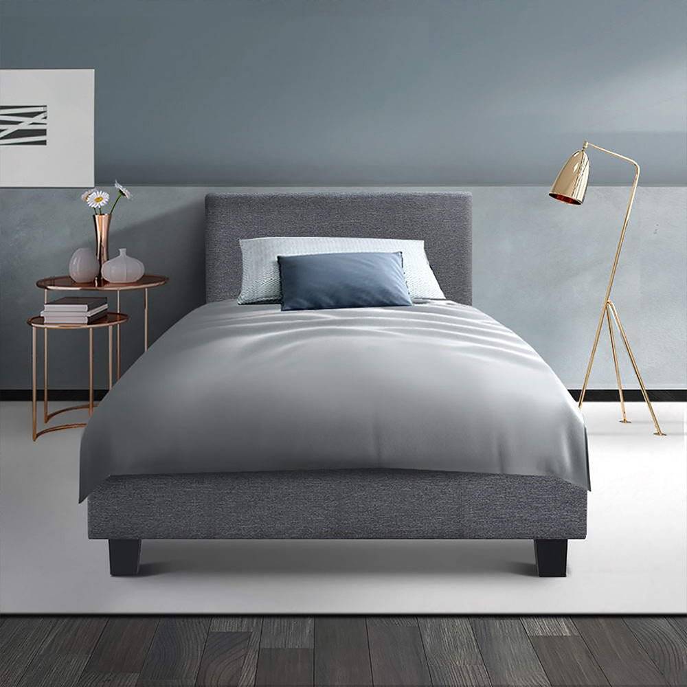 Artiss Neo Kids Bed Frame Fabric - Grey King Single