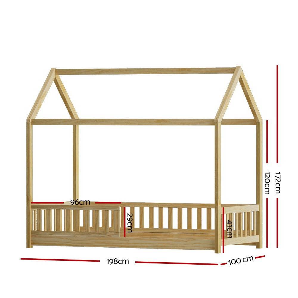 Artiss Wooden House Single Kids Bed House Frame