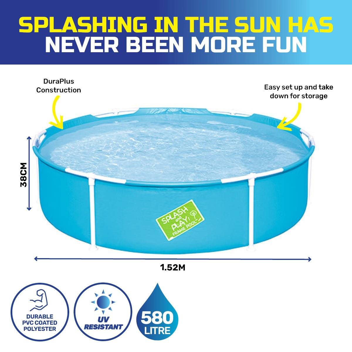 Bestway 1.52m x 38cm Kids Above Ground Pool Quality Construction 580 Litre - Little Kids Business