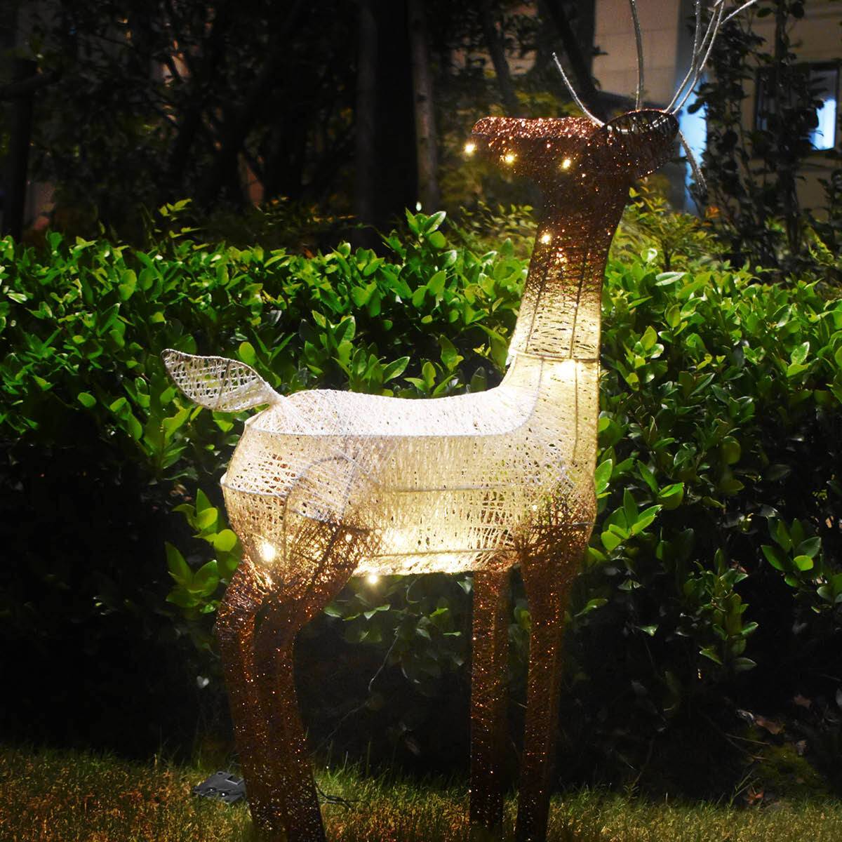Christmas By Sas 1.2m Reindeer Glitter Wire Solar LED Warm White Auto Sensor - Little Kids Business