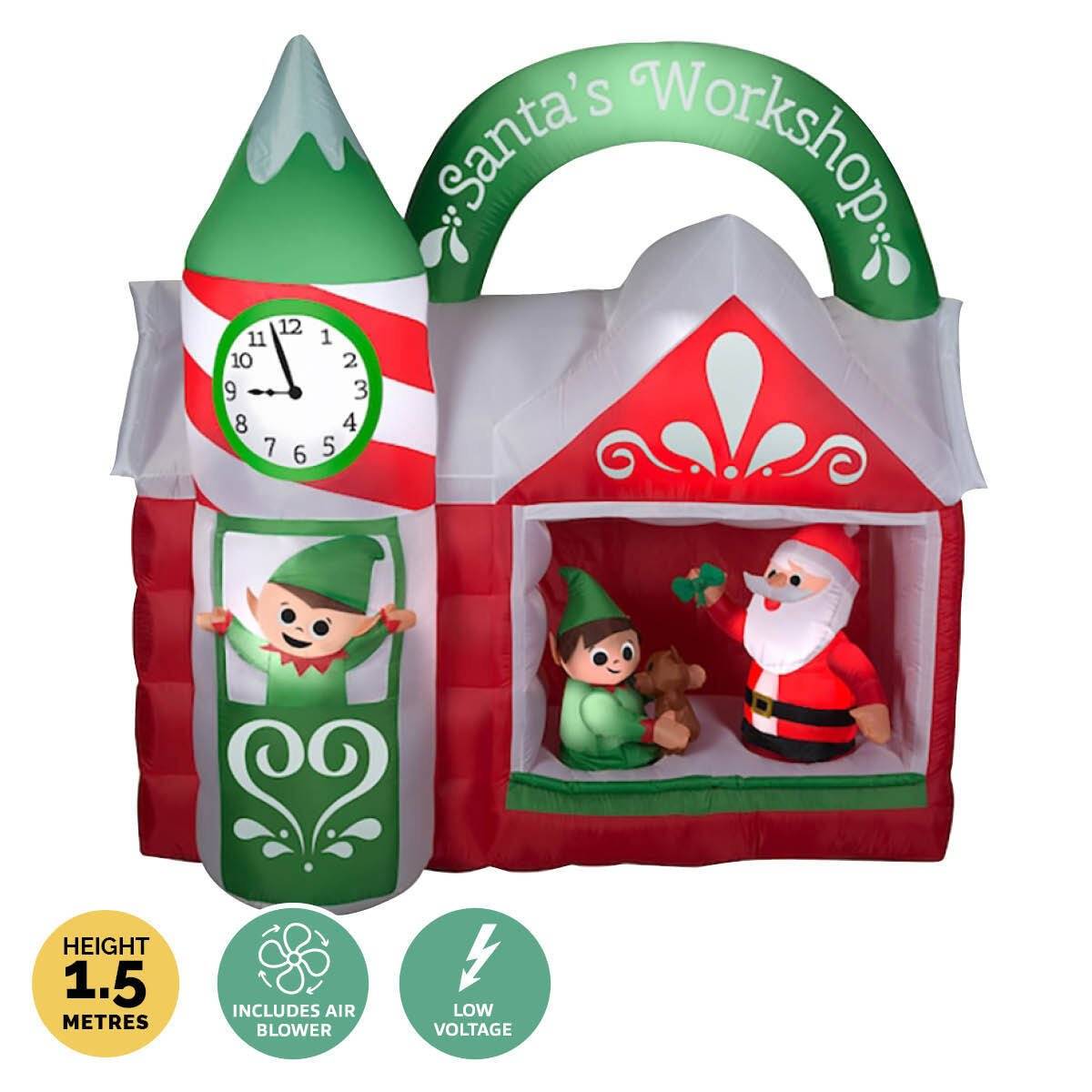 Christmas By Sas 1.5m x 1.6m Santa's Workshop Self Inflating LED Lights - Little Kids Business
