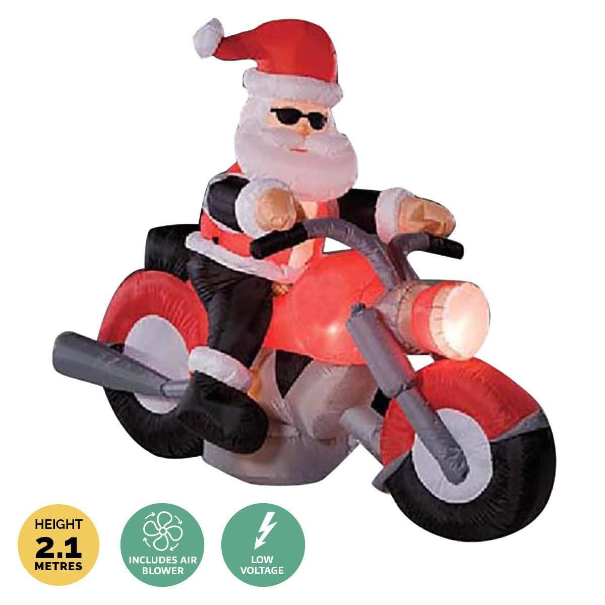 Christmas By Sas 1.6m Santa & Motorbike Built-In Blower Bright LED Lighting - Little Kids Business