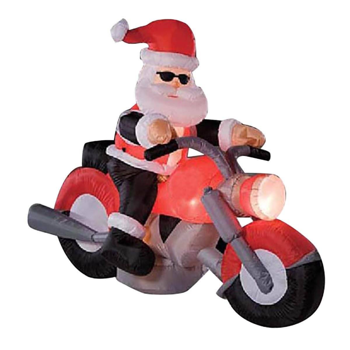 Christmas By Sas 1.6m Santa & Motorbike Built-In Blower Bright LED Lighting - Little Kids Business