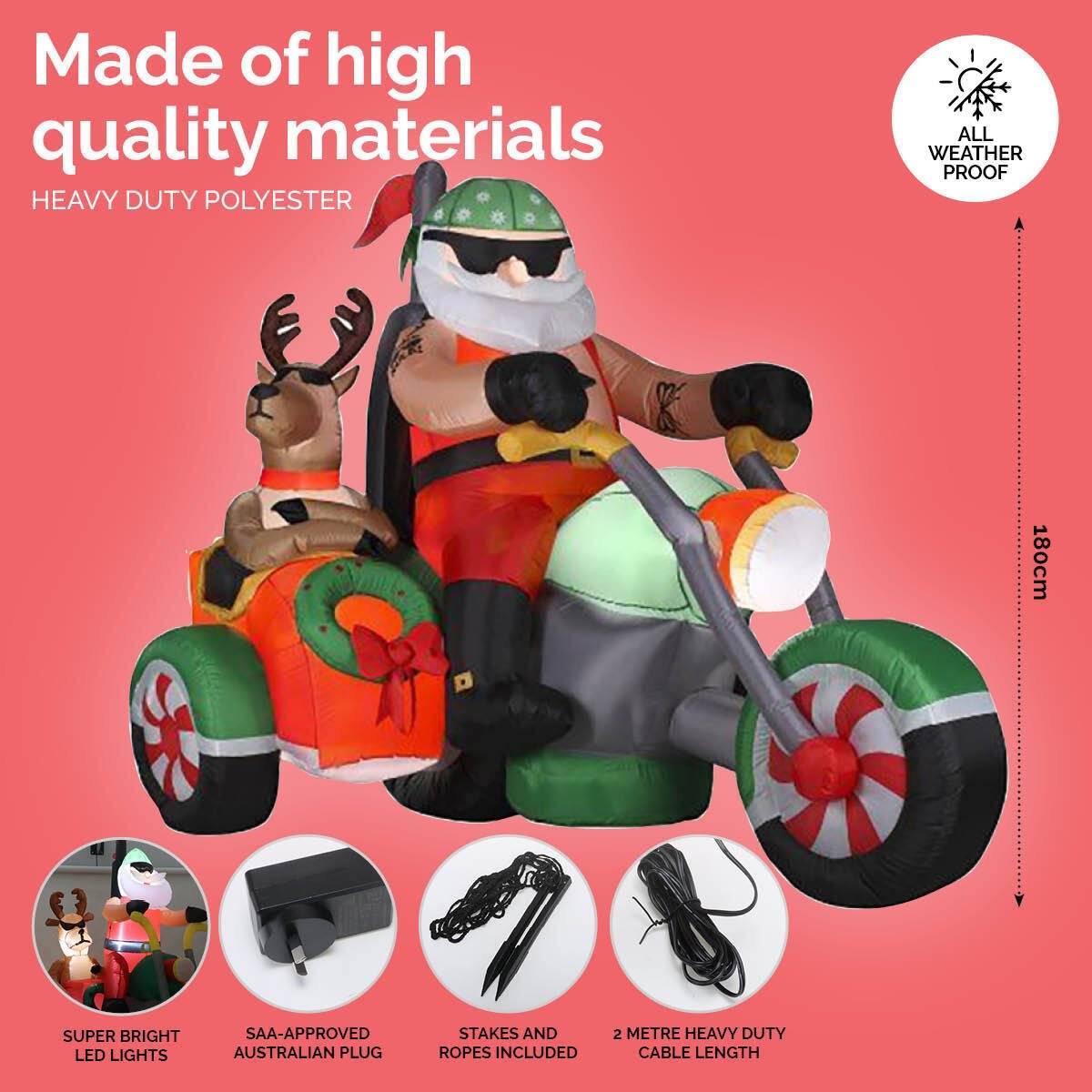 Christmas By Sas 1.8m Santa Reindeer & Trike Built-In Blower LED Lighting - Little Kids Business