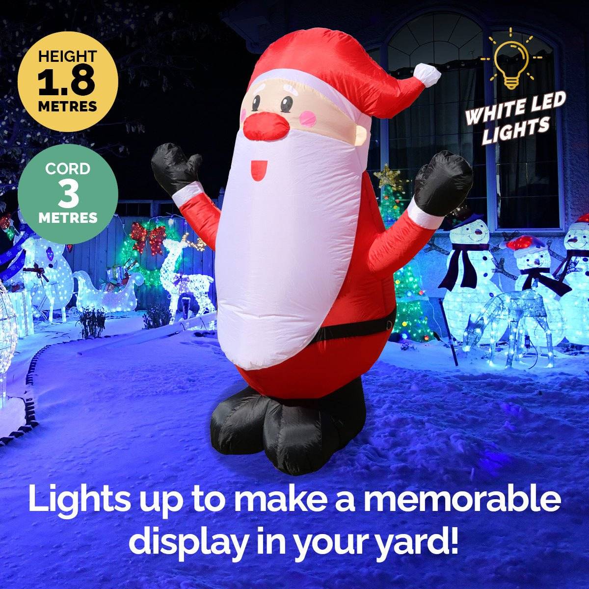 Christmas By Sas 1.8m Self Inflatable LED Jolly Santa Rotating Lights - Little Kids Business