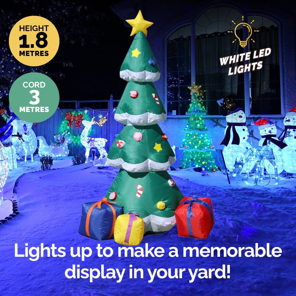 Christmas By Sas 1.8m Self Inflatable LED Tree With Presents - Little Kids Business