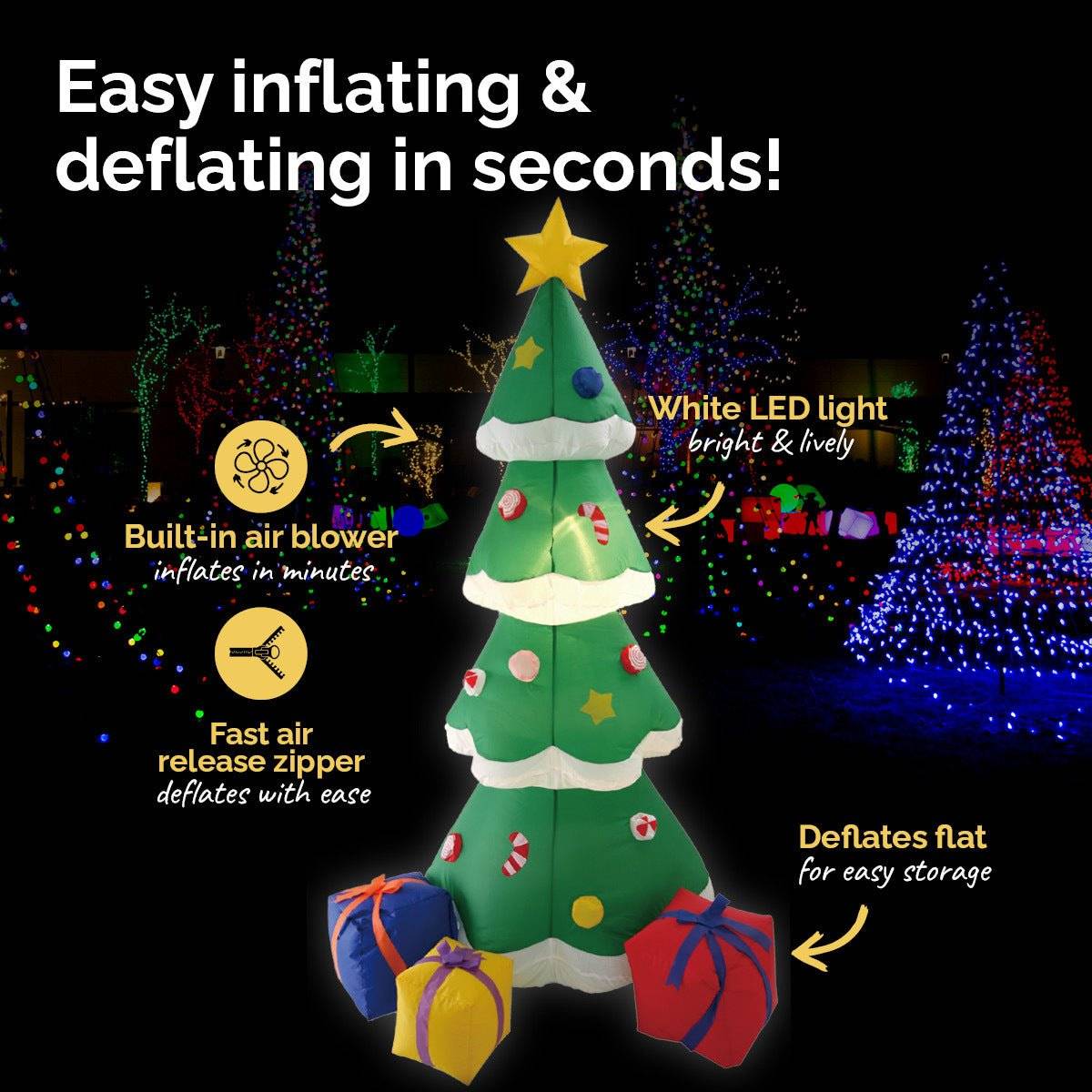 Christmas By Sas 1.8m Self Inflatable LED Tree With Presents - Little Kids Business