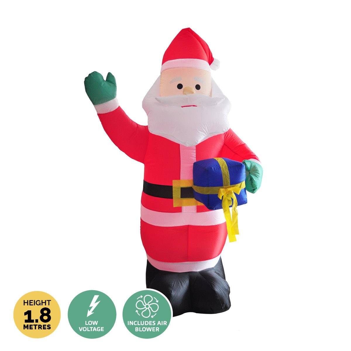 Christmas By Sas 1.8m Self Inflatable LED Waving Santa & Gift Box - Little Kids Business