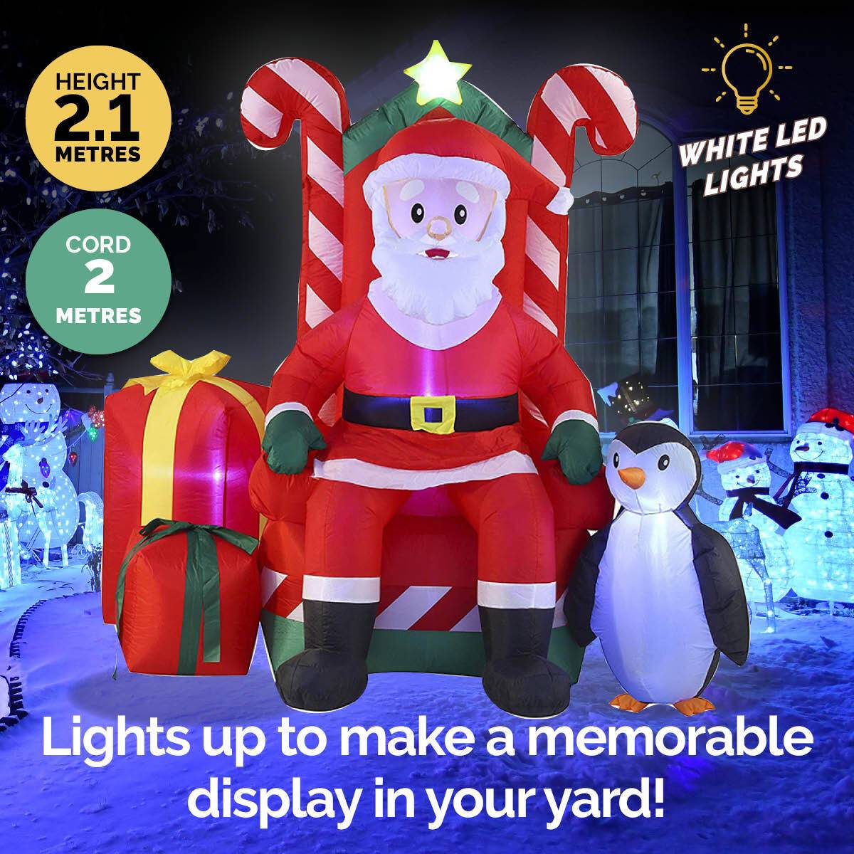 Christmas By Sas 2.1m Santa In His Armchair Self Inflating LED Lighting - Little Kids Business