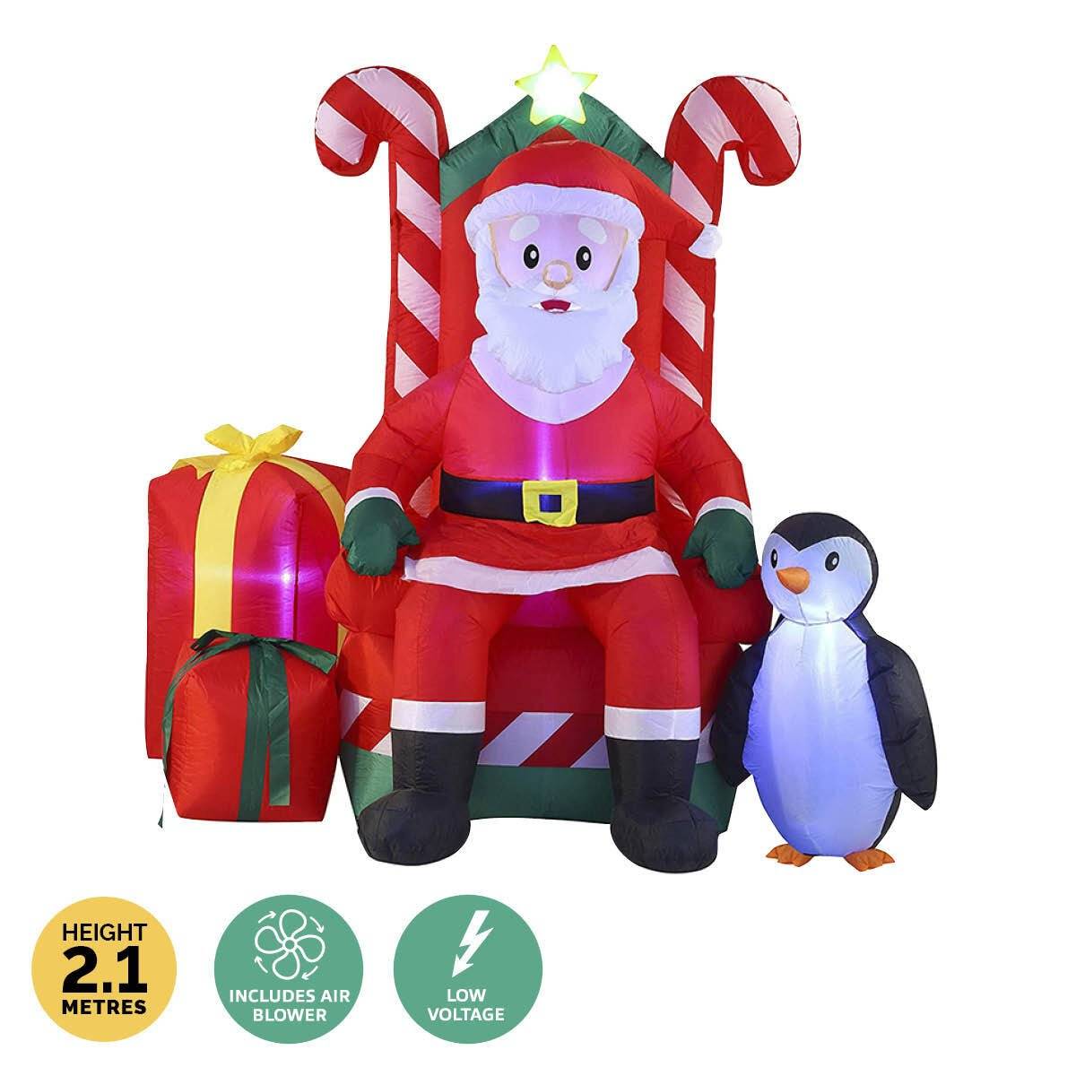 Christmas By Sas 2.1m Santa In His Armchair Self Inflating LED Lighting - Little Kids Business