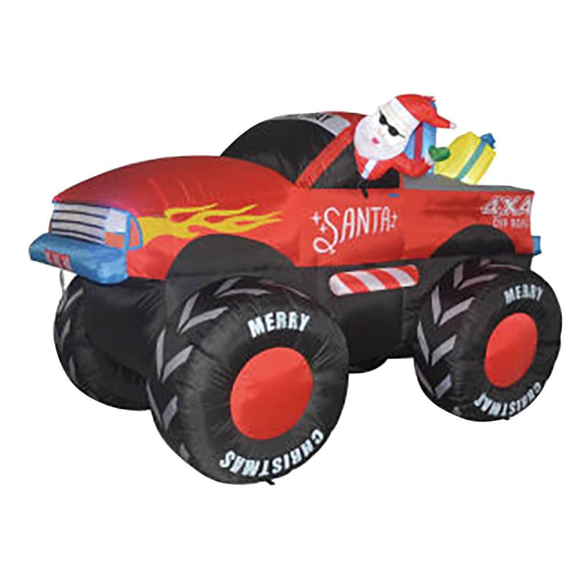 Christmas By Sas 2.1m Santa & Monster Truck Built-In Blower LED Lighting - Little Kids Business