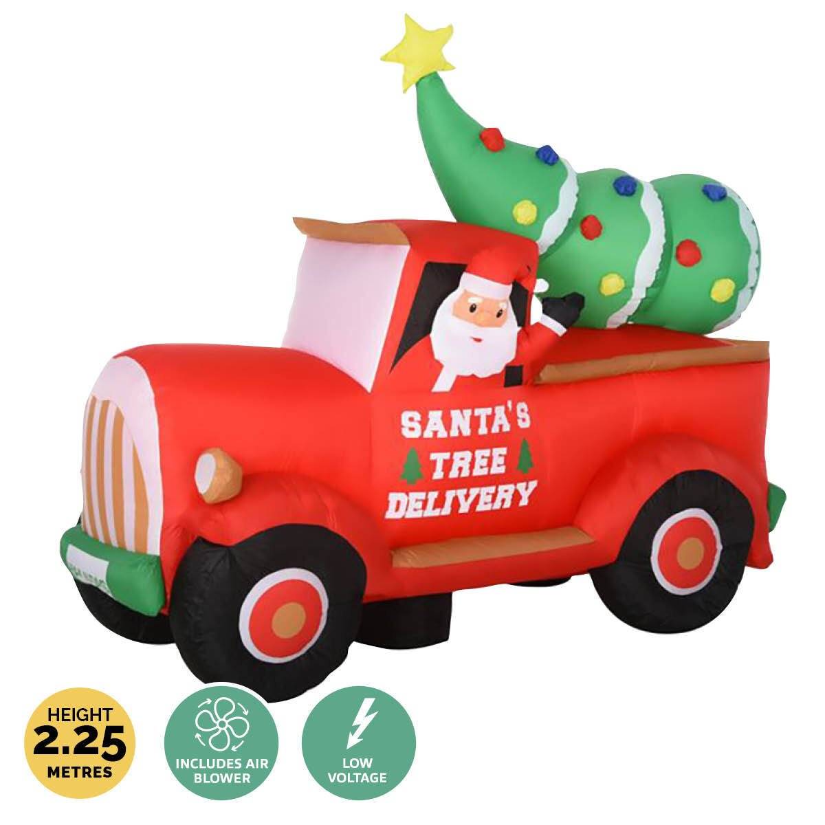 Christmas By Sas 2.25m Santa Ute & Tree Built-In Blower Bright LED Lighting - Little Kids Business