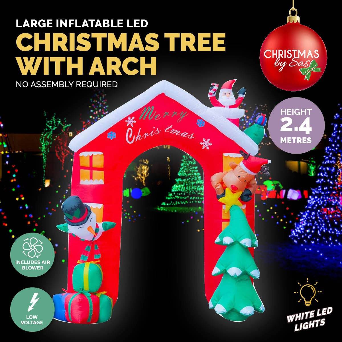 Christmas By Sas 2.4 x 2.09m Christmas Arch Self Inflating Bright LED Lights - Little Kids Business