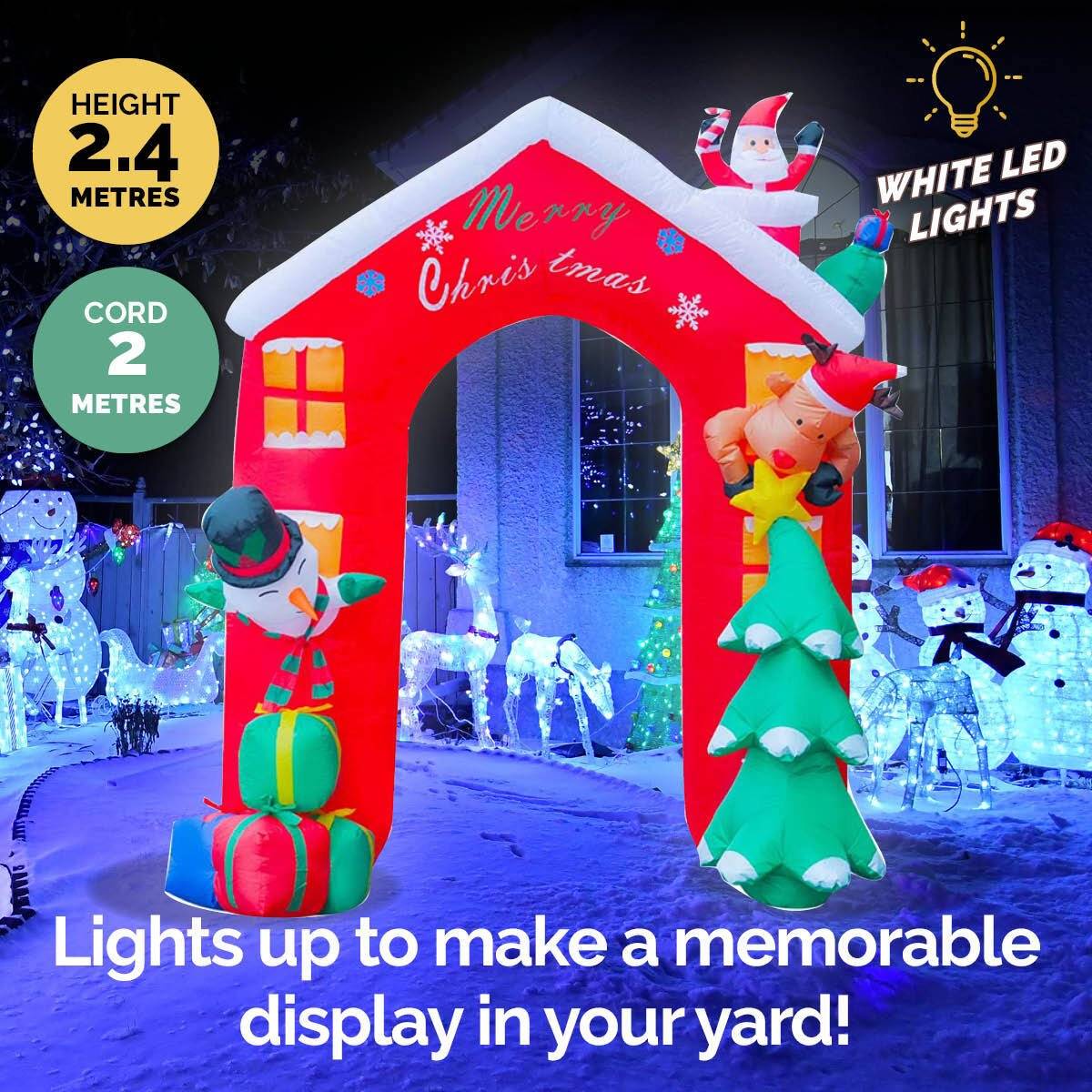 Christmas By Sas 2.4 x 2.09m Christmas Arch Self Inflating Bright LED Lights - Little Kids Business