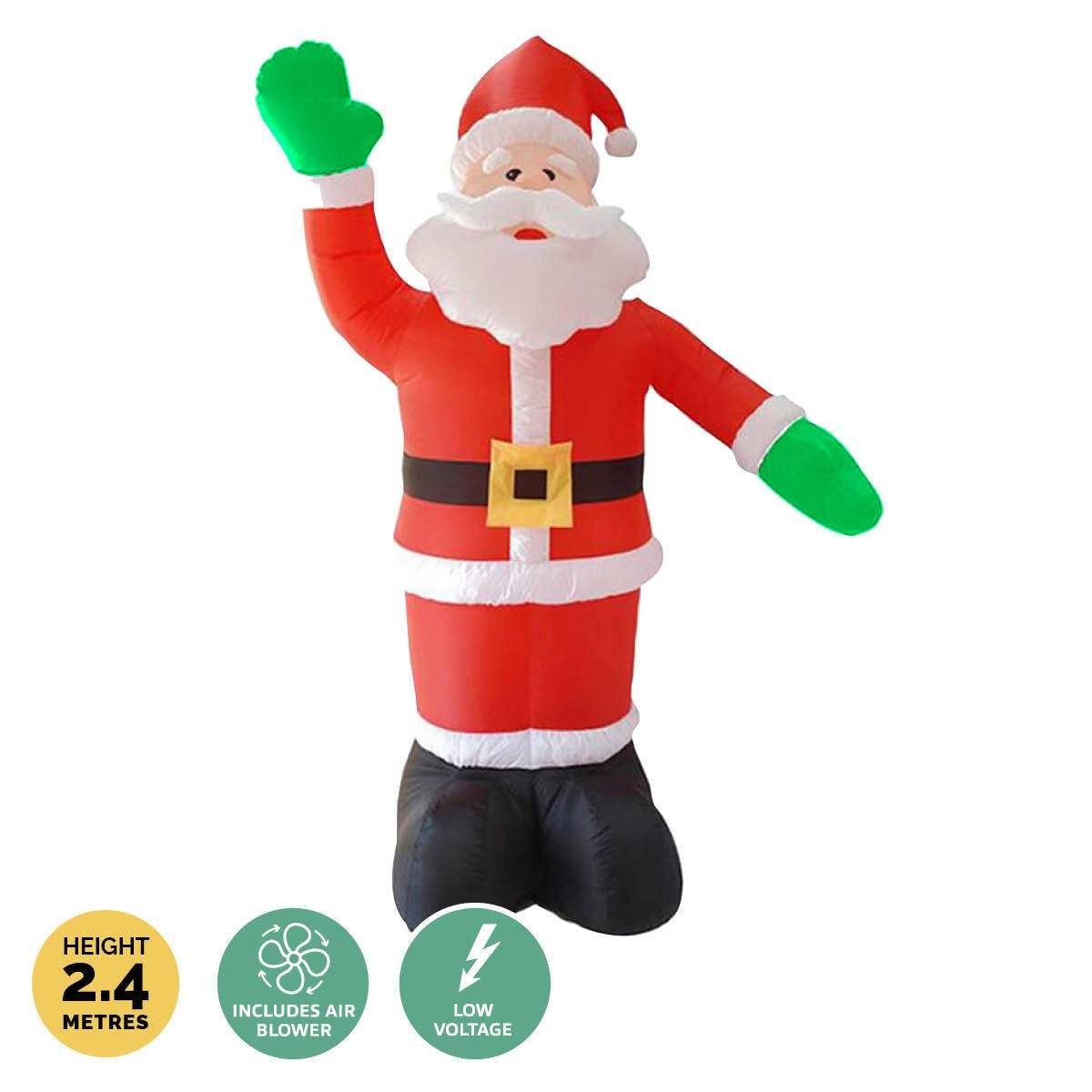 Christmas By Sas 2.4m Waving Santa Self Inflating Bright LED Lighting - Little Kids Business