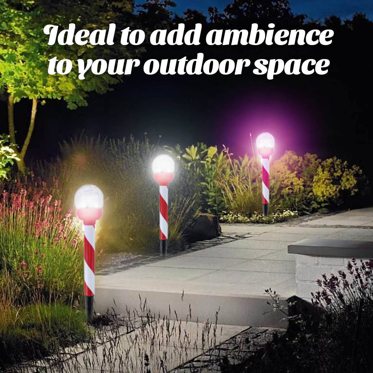 Christmas By Sas 24PCE Solar Candy Cane Stakes With Crackle Balls LED 35cm - Little Kids Business
