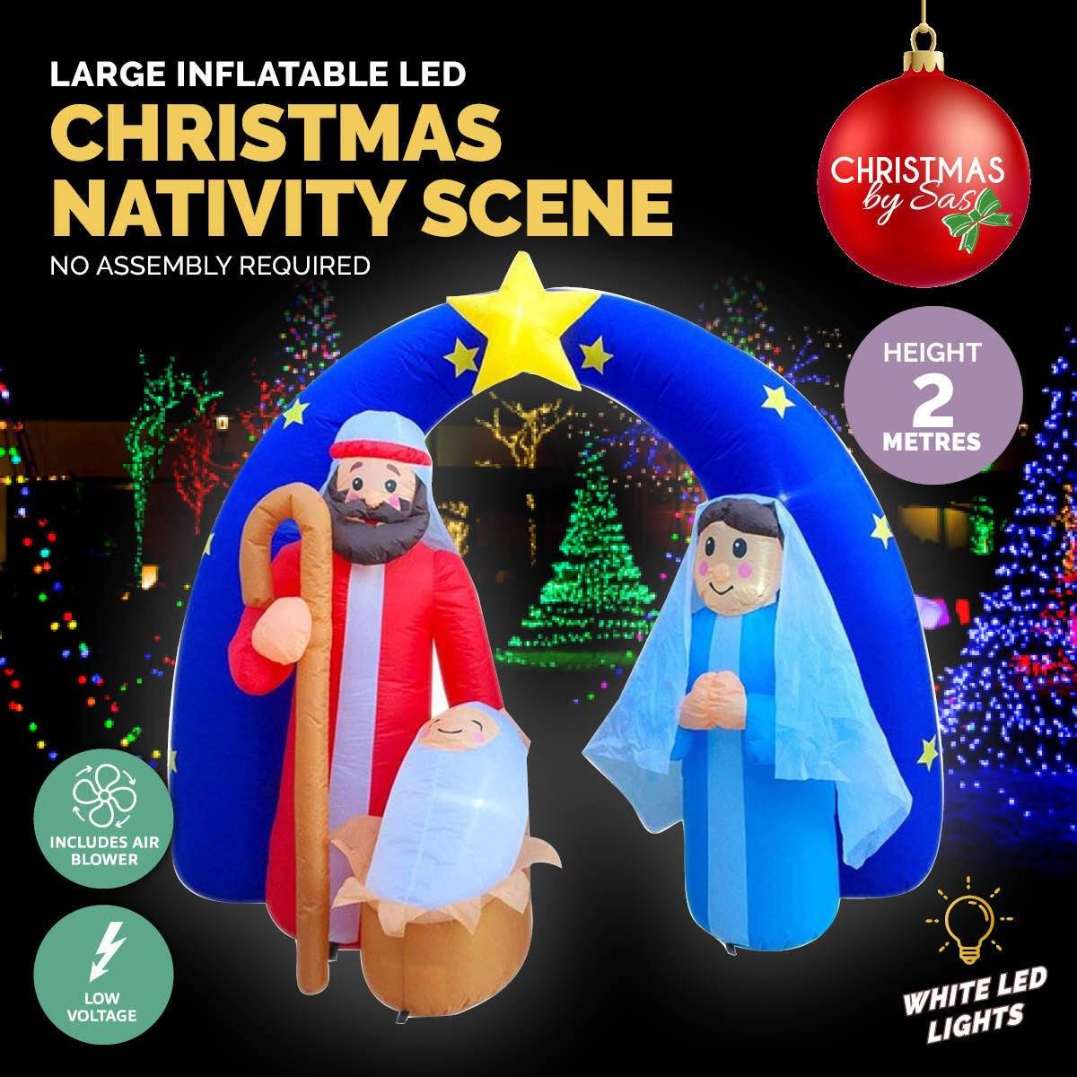 Christmas By Sas 2m Nativity Scene Baby Jesus Self Inflating LED Lighting - Little Kids Business