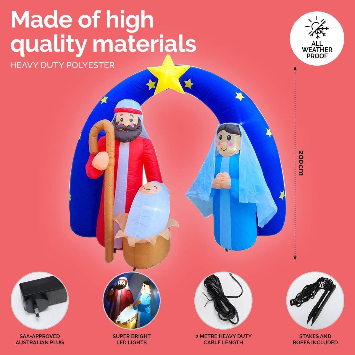 Christmas By Sas 2m Nativity Scene Baby Jesus Self Inflating LED Lighting - Little Kids Business
