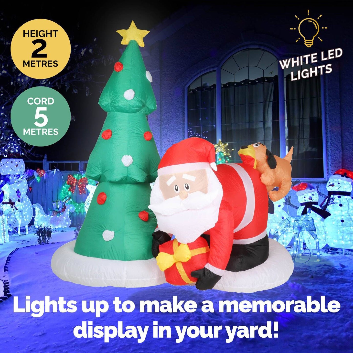Christmas By Sas 2m Santa Puppy & Tree Built-In Blower Bright LED Lighting - Little Kids Business