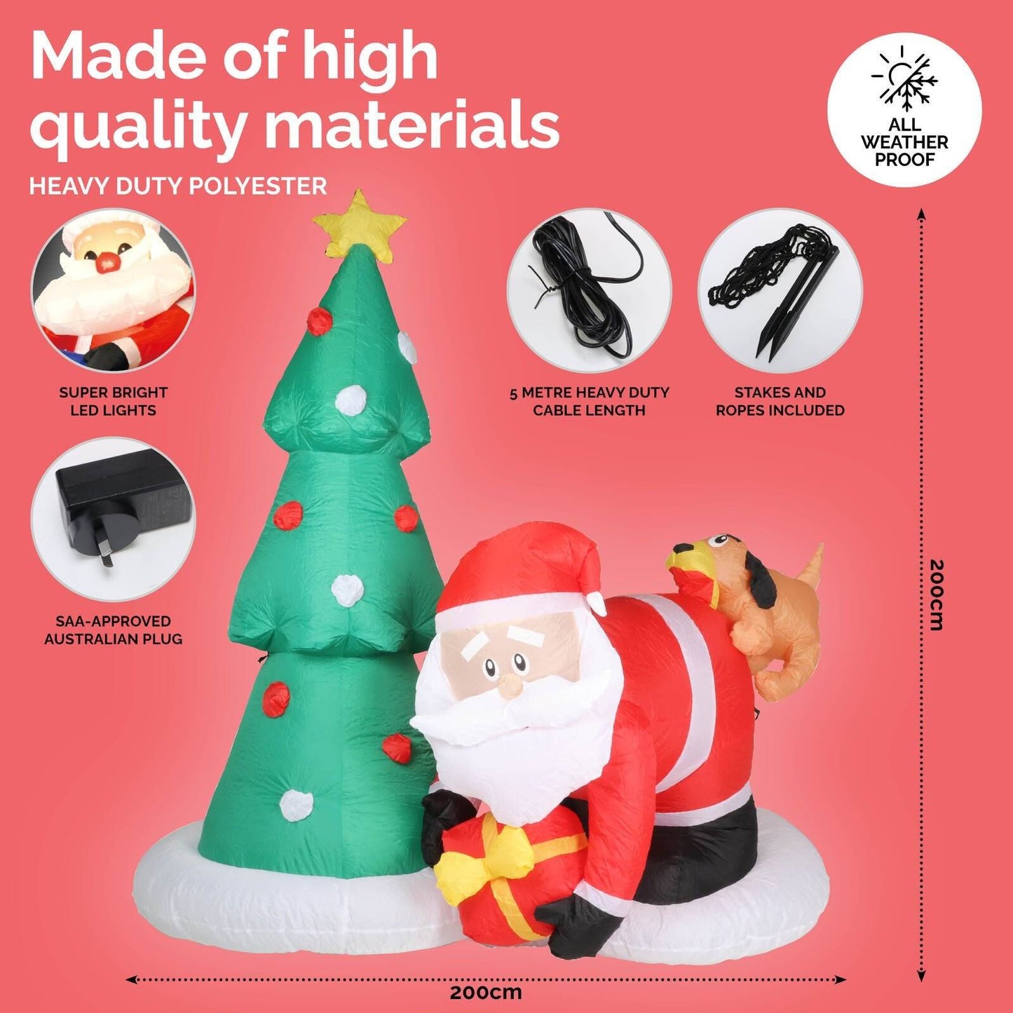 Christmas By Sas 2m Santa Puppy & Tree Built-In Blower Bright LED Lighting - Little Kids Business