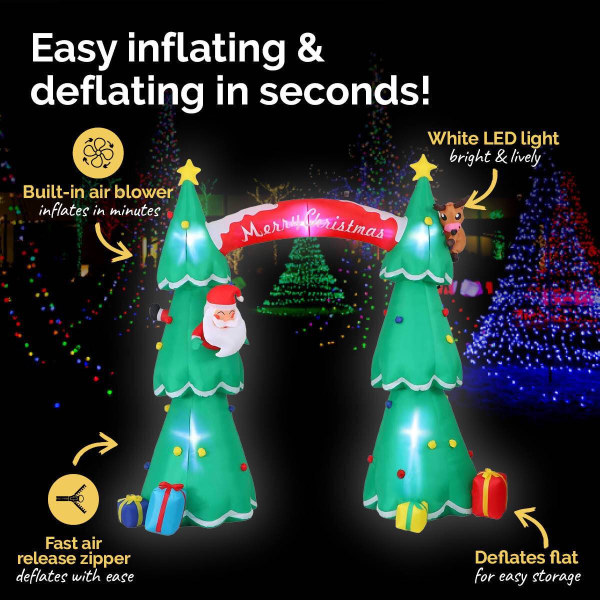 Christmas By Sas 3m x 2.4m Christmas Tree Arch Self Inflating LED Lights - Little Kids Business