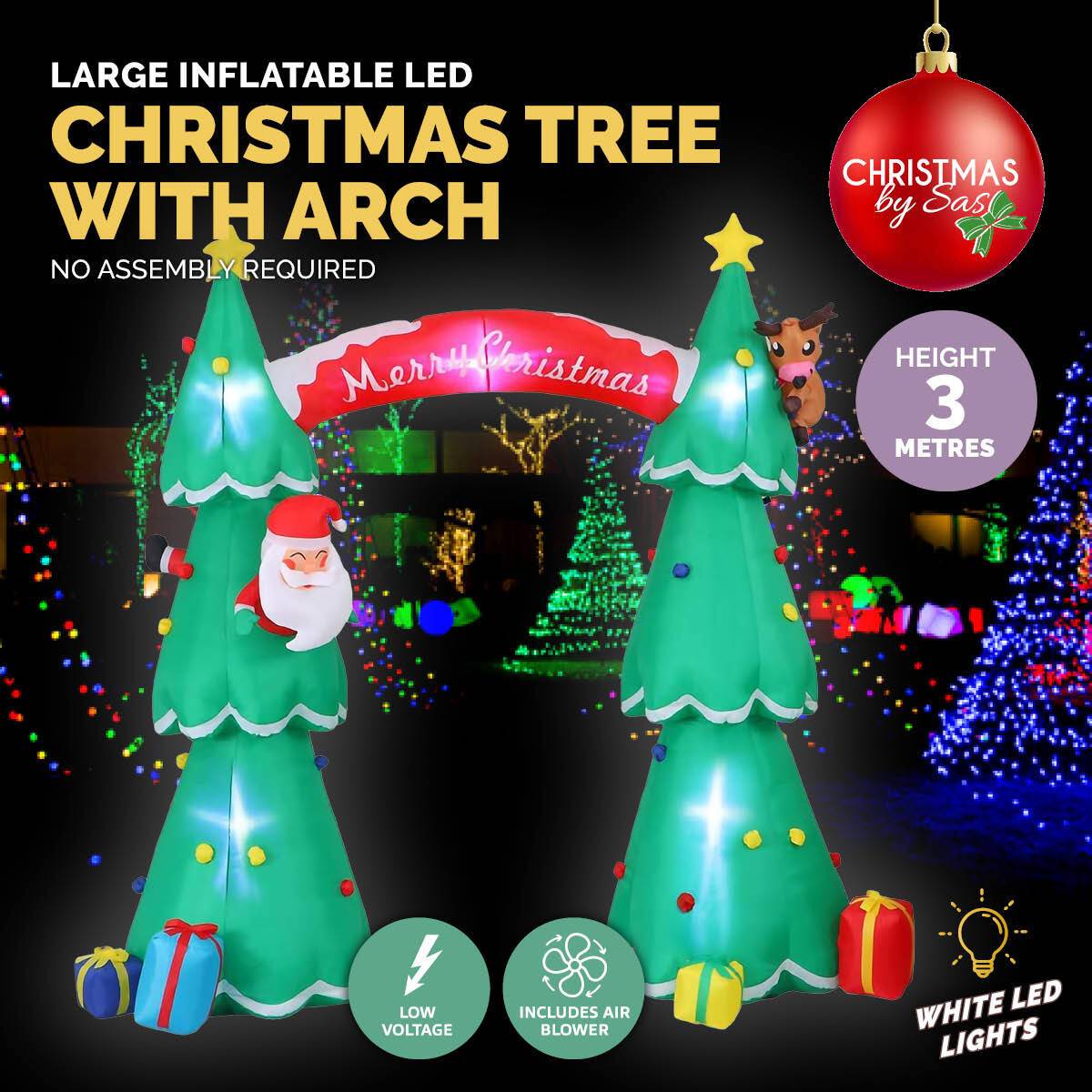 Christmas By Sas 3m x 2.4m Christmas Tree Arch Self Inflating LED Lights - Little Kids Business