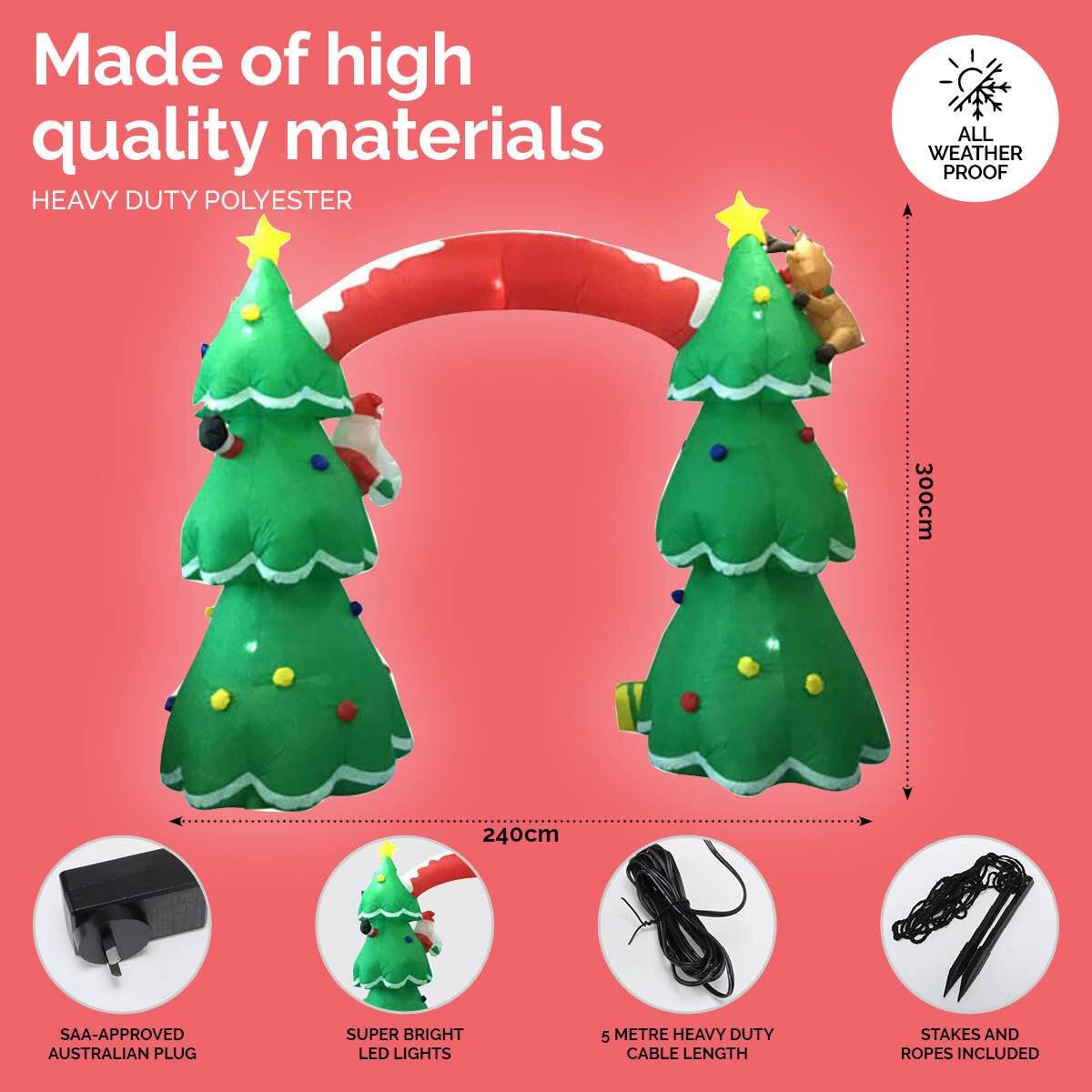 Christmas By Sas 3m x 2.4m Christmas Tree Arch Self Inflating LED Lights - Little Kids Business