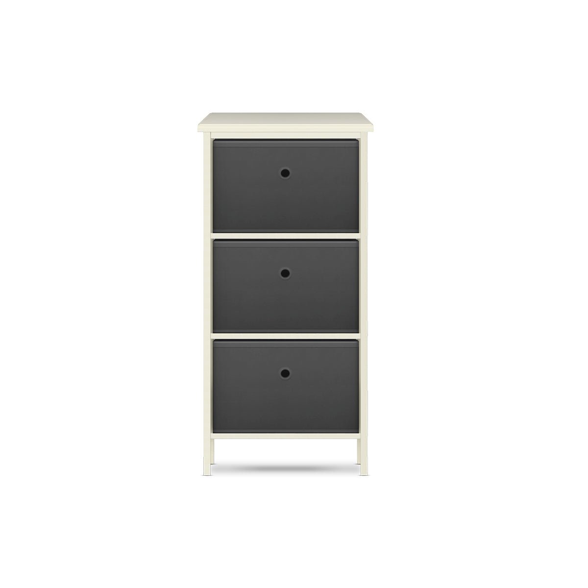 Home Master 3 Drawer Pine Wood Storage Chest Grey Fabric Baskets 37 x 80cm - Little Kids Business