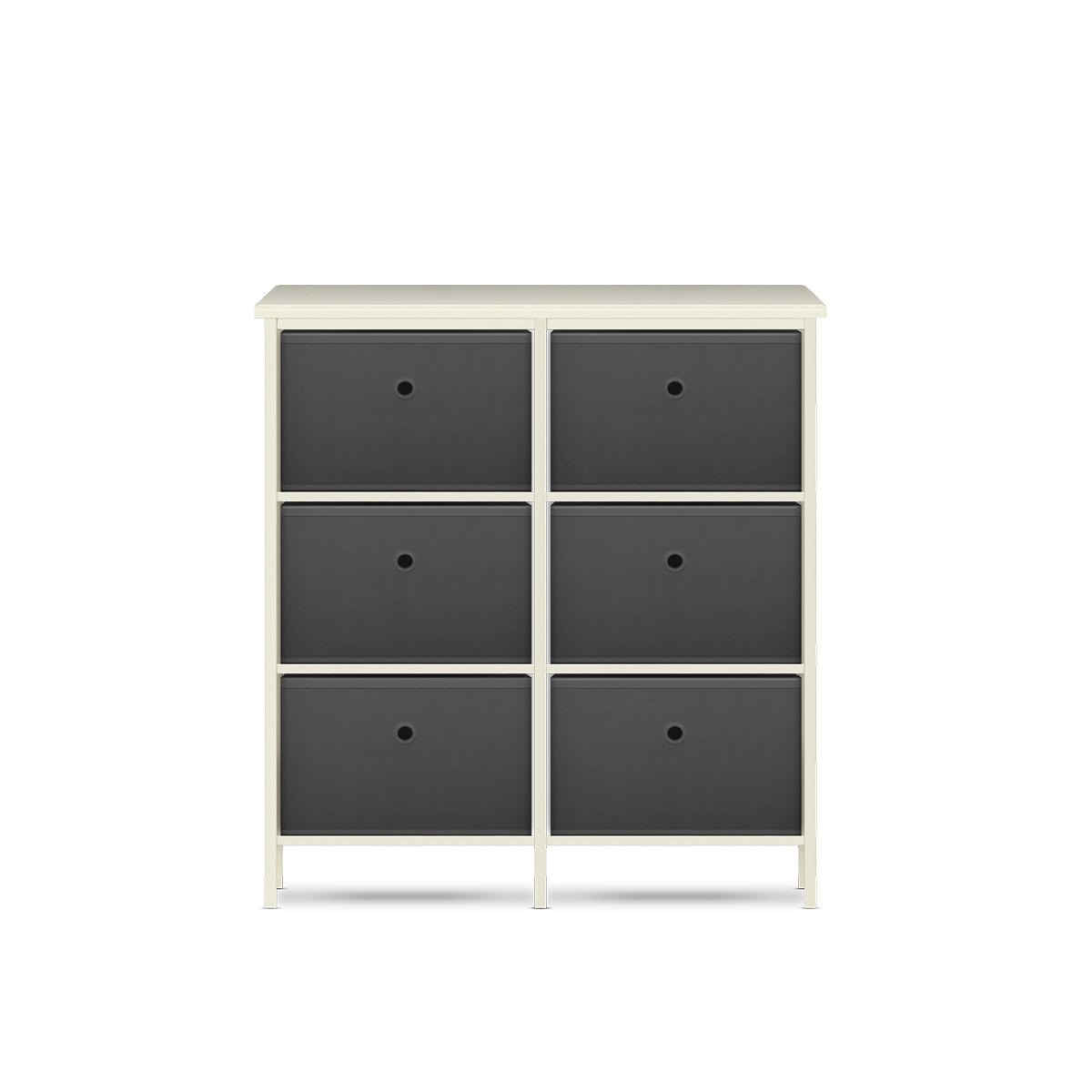 Home Master 6 Drawer Pine Wood Storage Chest Grey Fabric Baskets 70 x 80cm - Little Kids Business