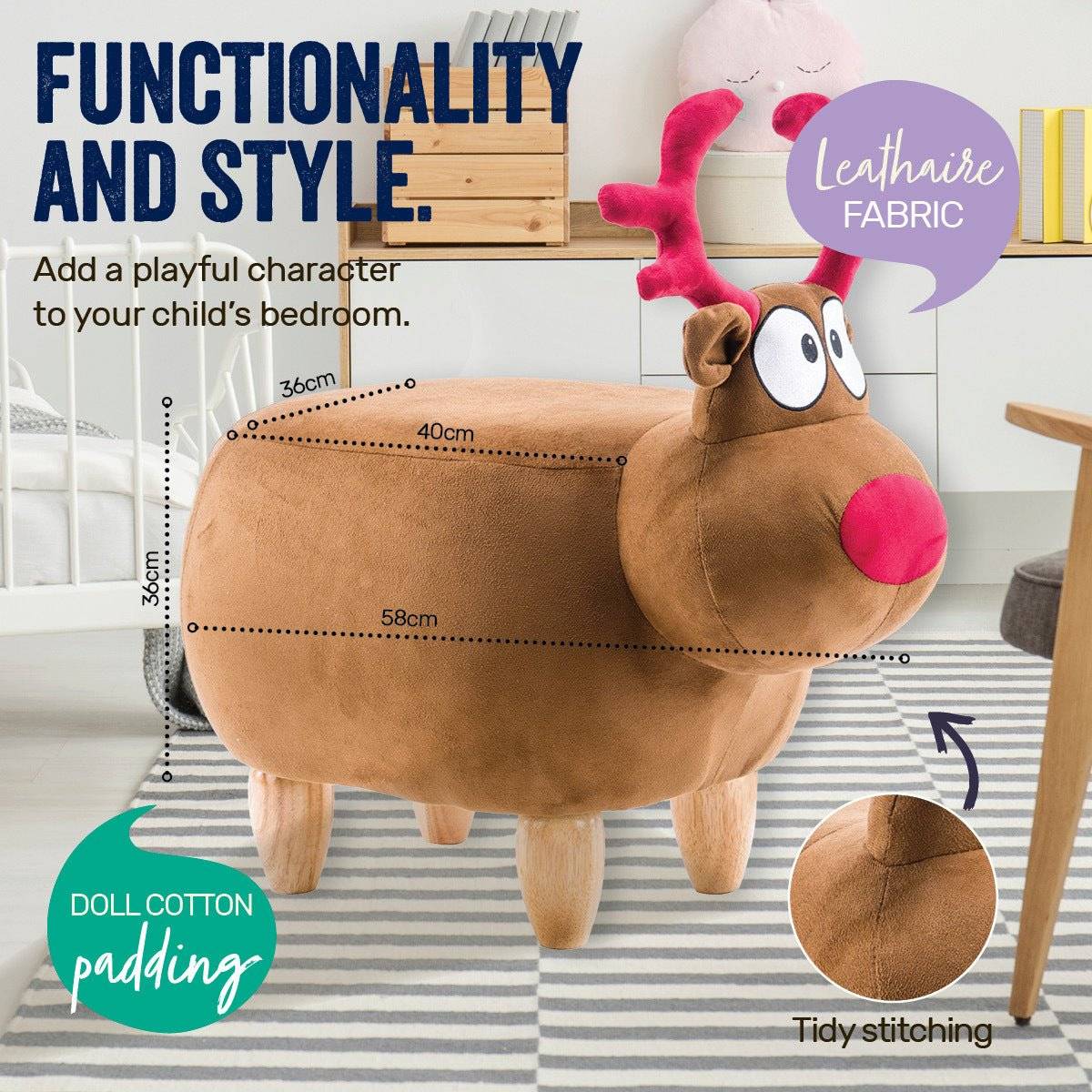Home Master Kids Animal Stool Reindeer Character Premium Quality & Style - Little Kids Business
