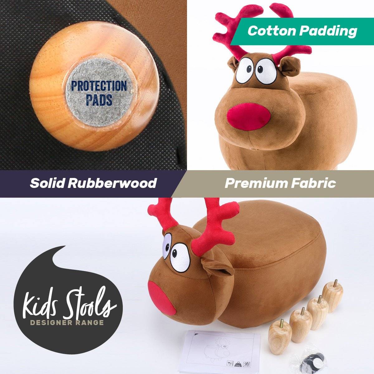 Home Master Kids Animal Stool Reindeer Character Premium Quality & Style - Little Kids Business