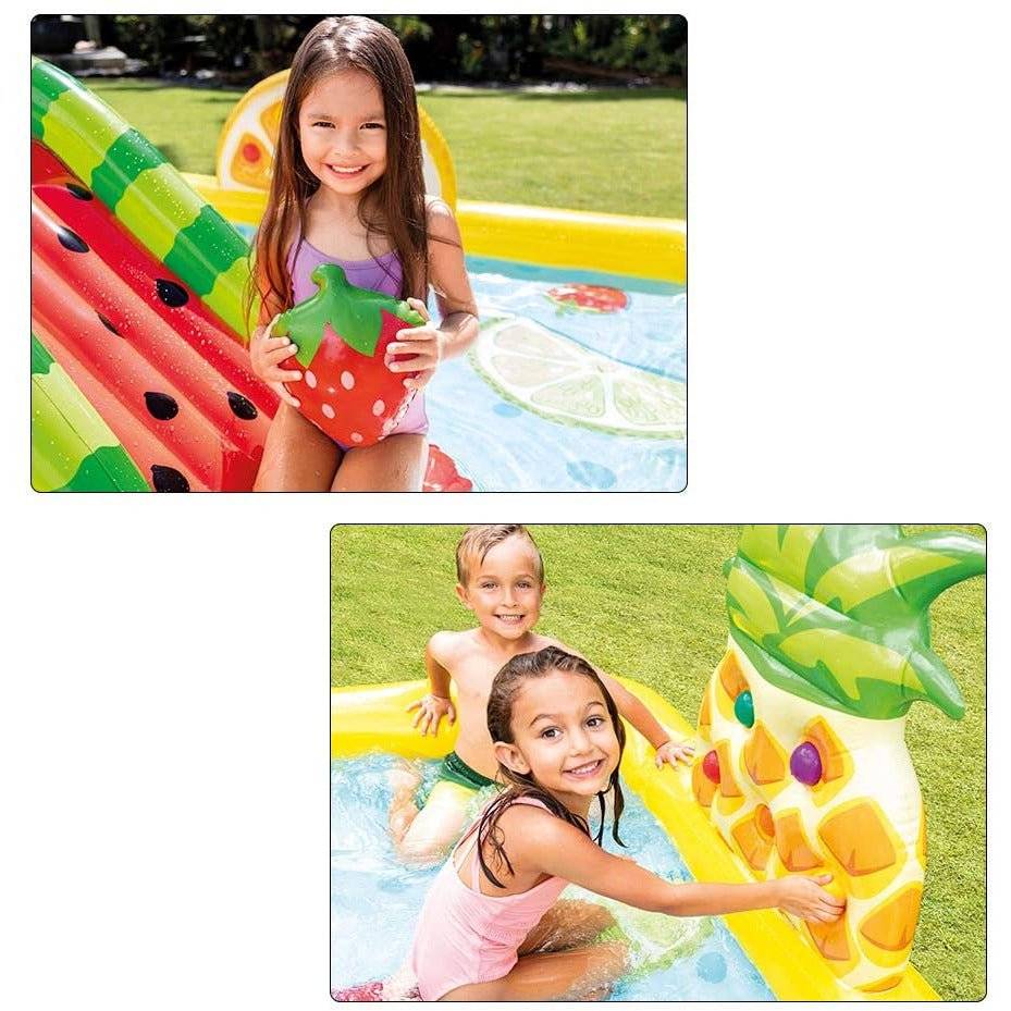 INTEX Fun'N Fruity Inflatable Play Centre Paddling Pool & Water Slide - Little Kids Business