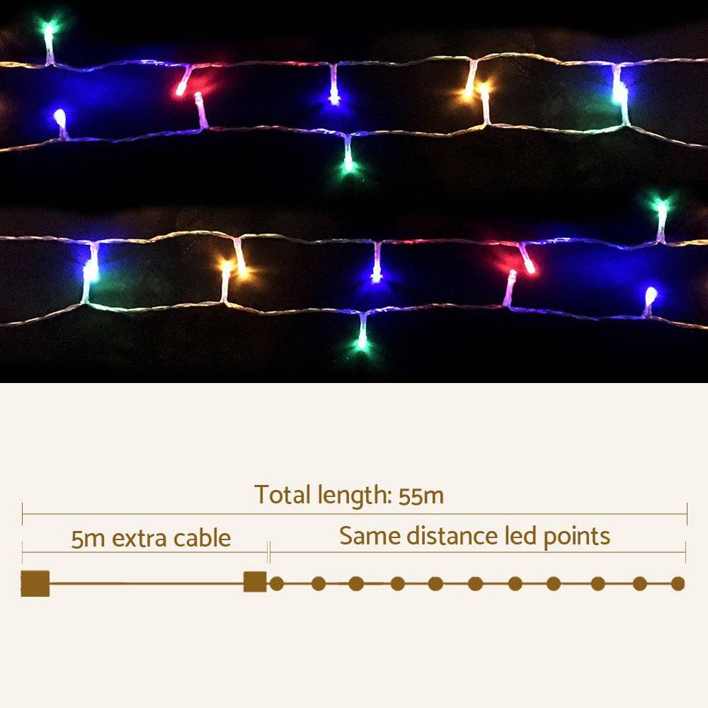 Jingle Jollys 50M Christmas String Lights 500LED Multi Colour - Little Kids Business