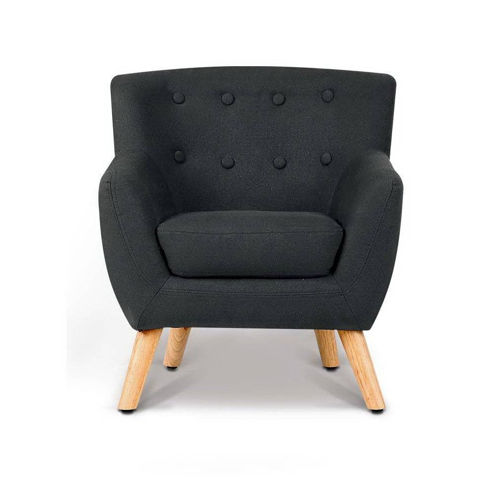 Keezi Kids Sofa Armchair Black Linen Lounge Nordic French Couch Children Room - Little Kids Business