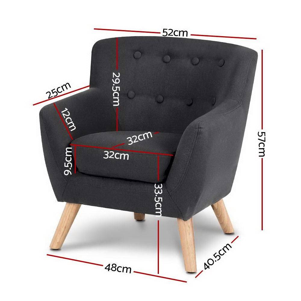 Keezi Kids Sofa Armchair Black Linen Lounge Nordic French Couch Children Room - Little Kids Business