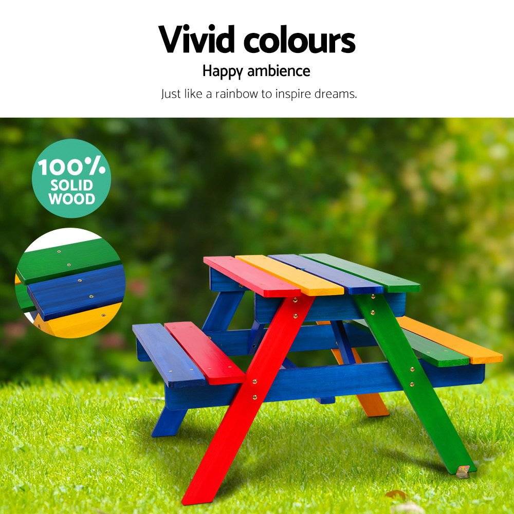 Keezi Kids Wooden Picnic Table Set with Umbrella - Little Kids Business