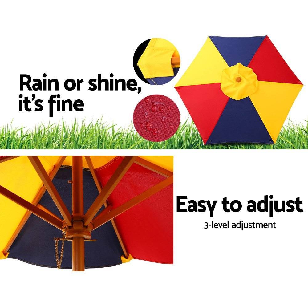 Keezi Kids Wooden Picnic Table Set with Umbrella - Little Kids Business