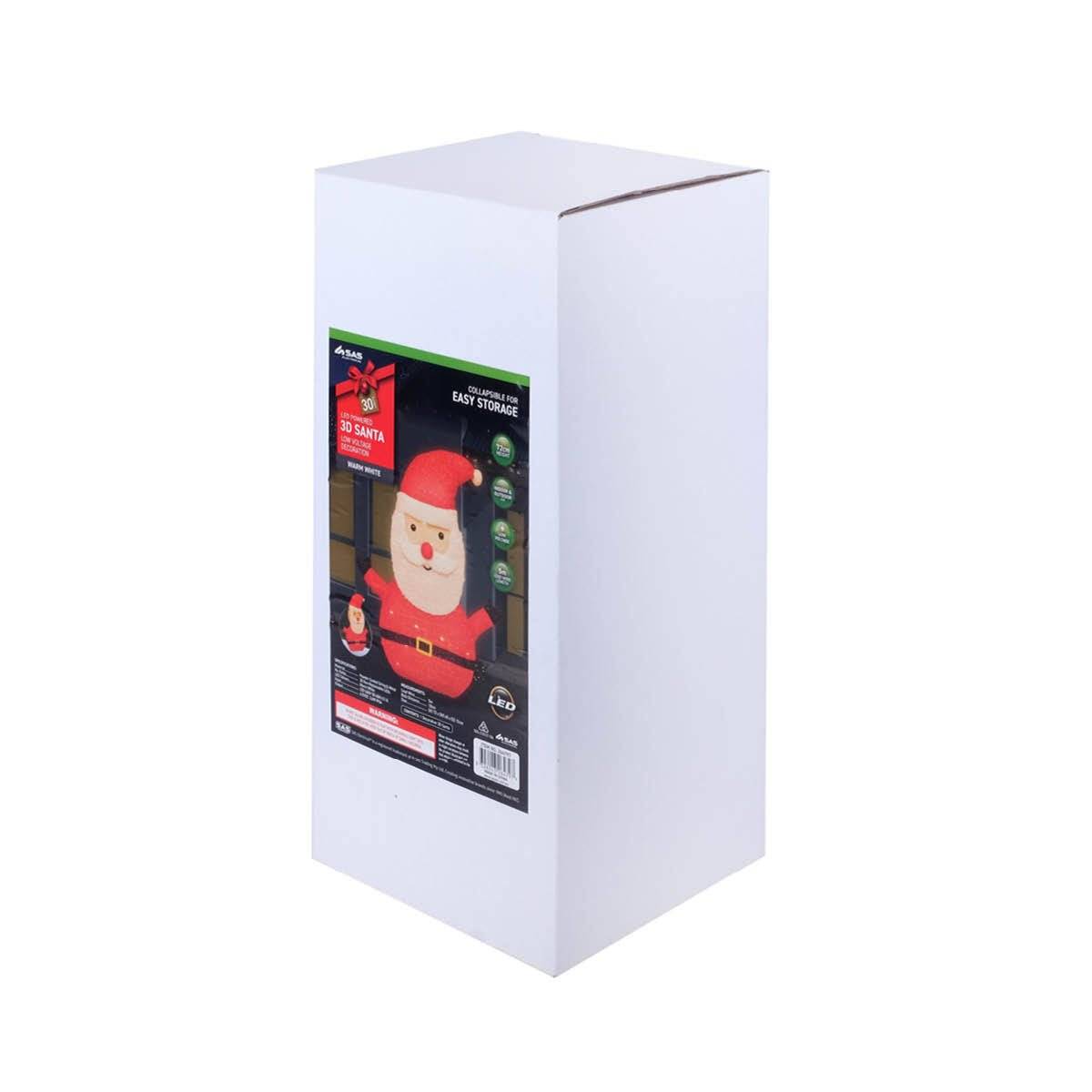SAS Electrical 45 x 72cm 3D Santa Ornament Warm White LED Lighting - Little Kids Business