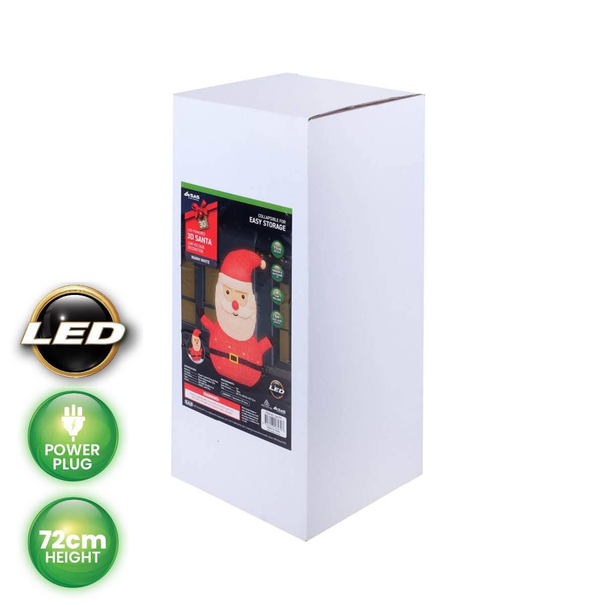 SAS Electrical 45 x 72cm 3D Santa Ornament Warm White LED Lighting - Little Kids Business