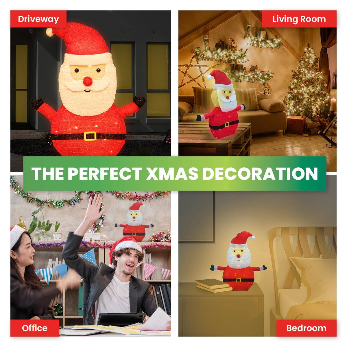 SAS Electrical 45 x 72cm 3D Santa Ornament Warm White LED Lighting - Little Kids Business