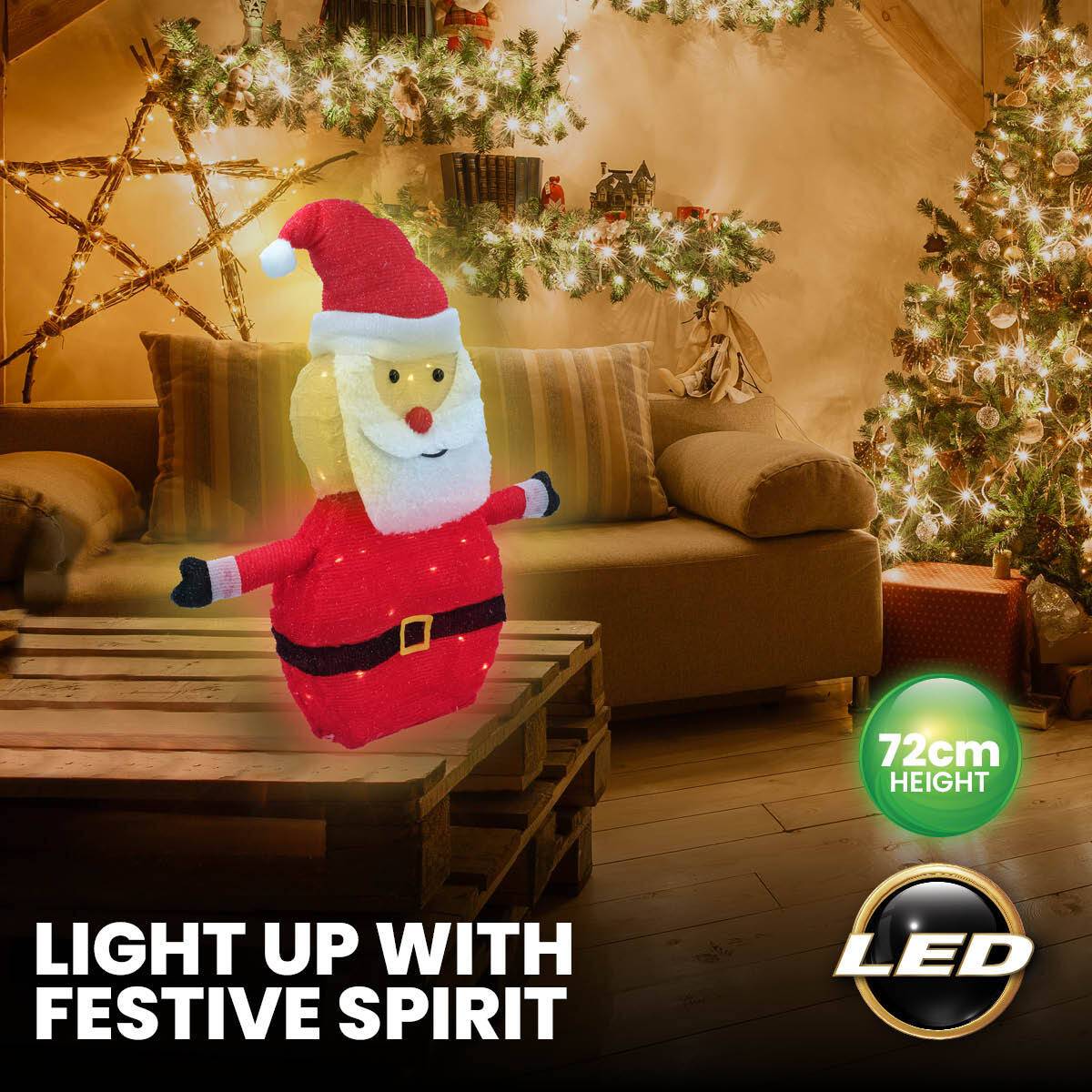 SAS Electrical 45 x 72cm 3D Santa Ornament Warm White LED Lighting - Little Kids Business
