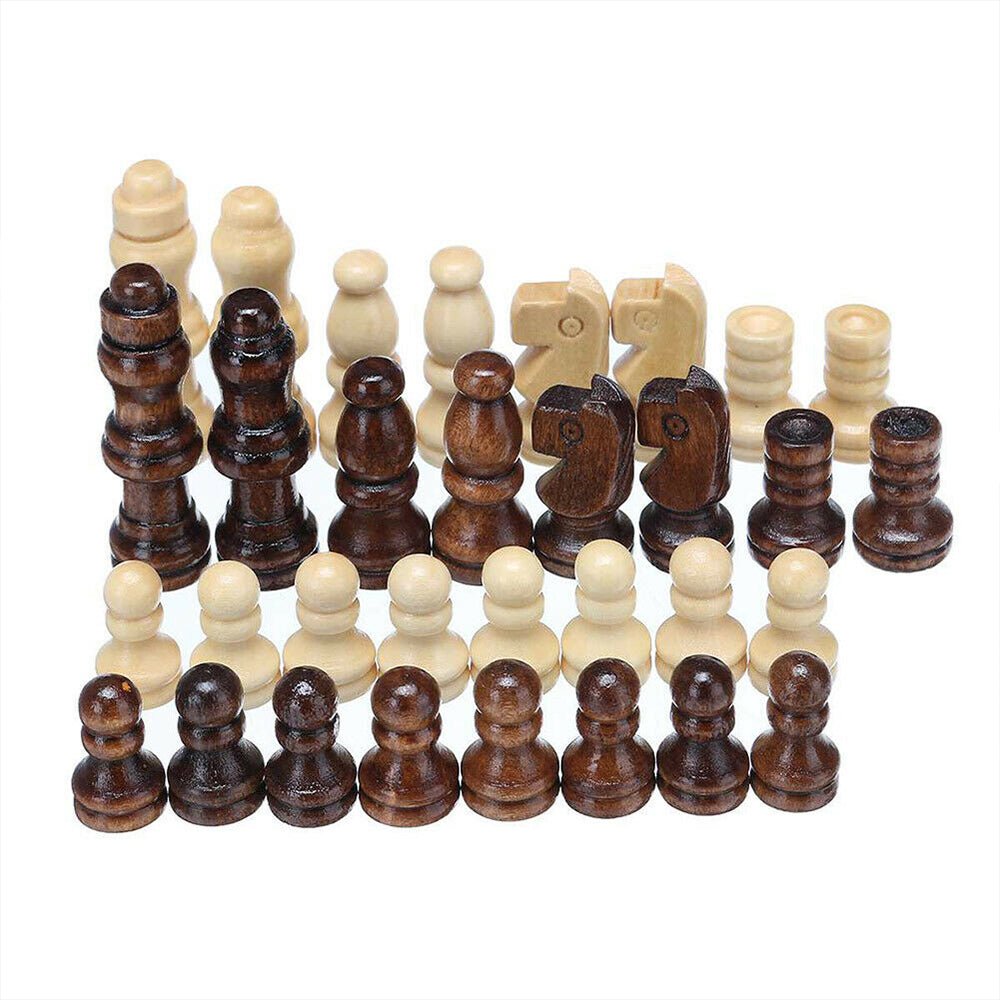 3 IN 1 Wooden Chess Set Folding Chessboard Wood Pieces Draughts Backgammon Toy - Little Kids Business
